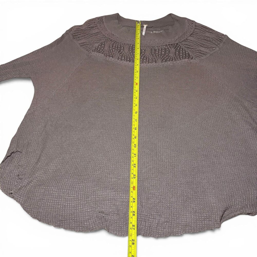 Free People Spring Valley Thermal Top Oversized Sheer Lace Waffle Knit Small - Picture 5 of 7